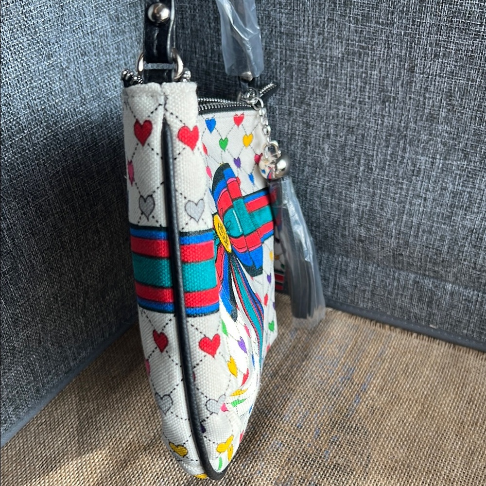 BRIGHTON LOVE & JOY canvas Hearts Crossbody Bag (NWT) ♥️ - Picture 9 of 14